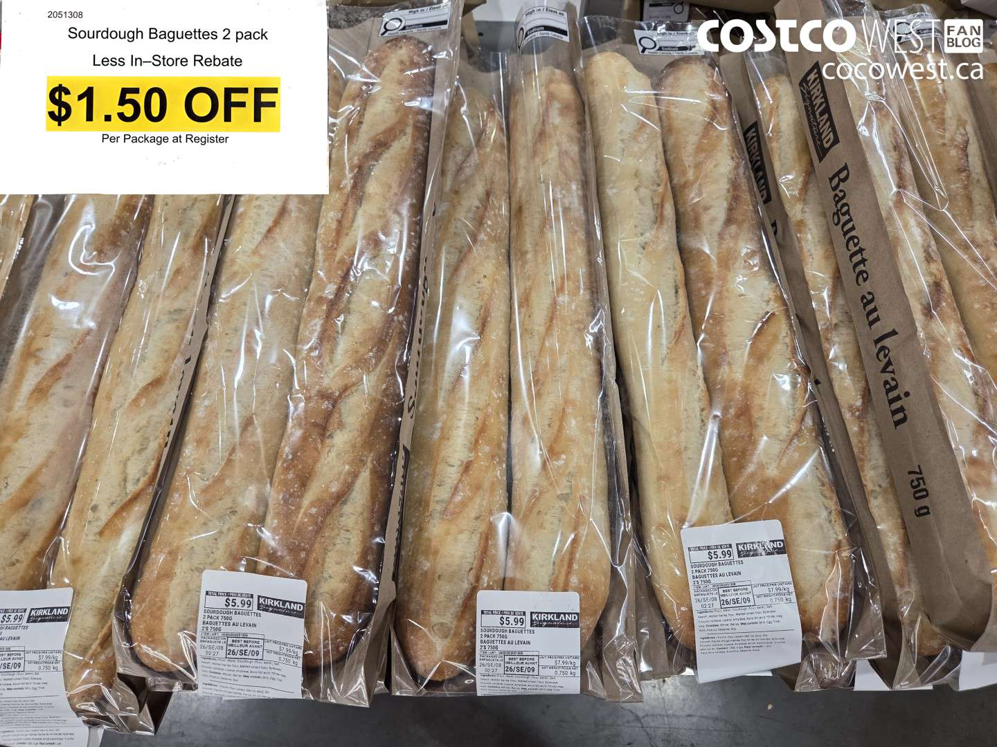 2051308 SOURDOUGH BAGUETTES 2 PACK ($1.50 INSTANT SAVINGS)