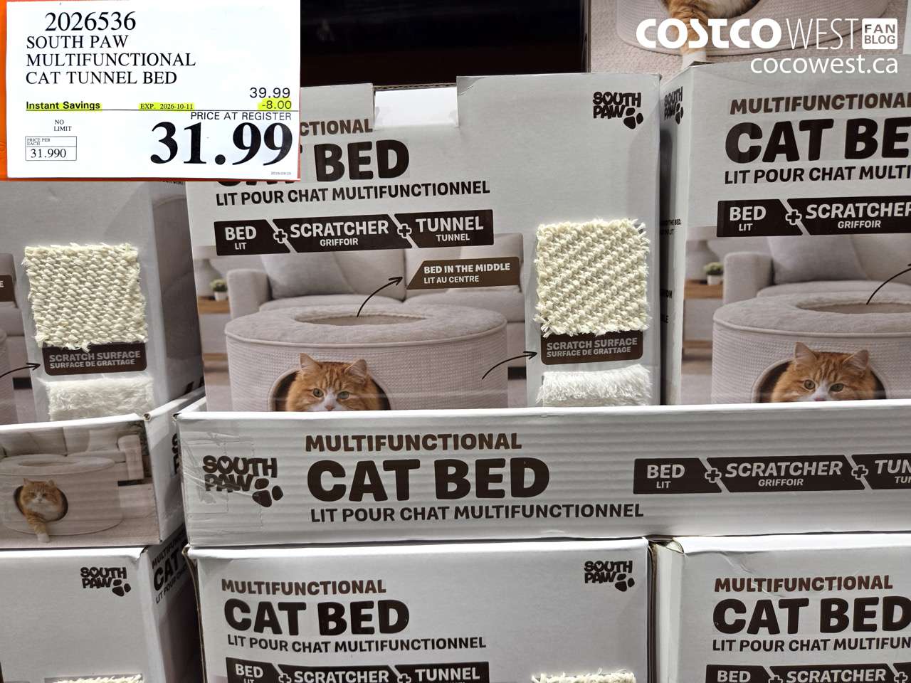 2026536 SOUTH PAW MULTIFUNCTIONAL CAT TUNNEL BED ($8.00 INSTANT SAVINGS EXPIRES ON 2026-10-11) $31.99