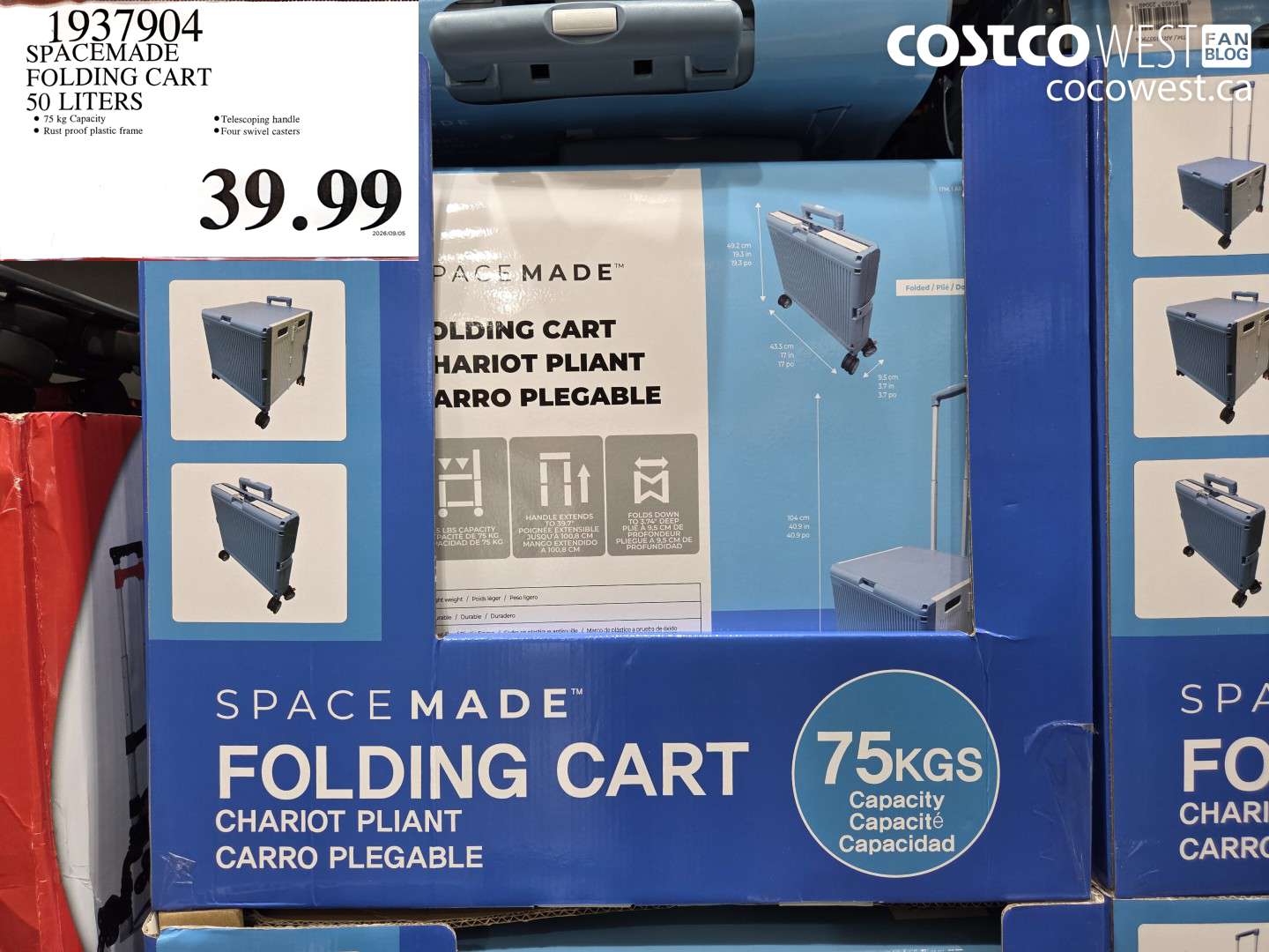 1937904 SPACEMADE FOLDING CART 50 LITERS $39.99