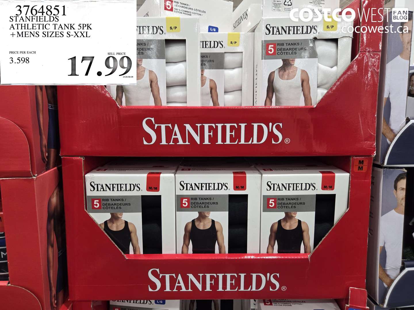 3764851 STANFIELDS ATHLETIC TANK 5PK +MENS SIZES S-XXL $17.99