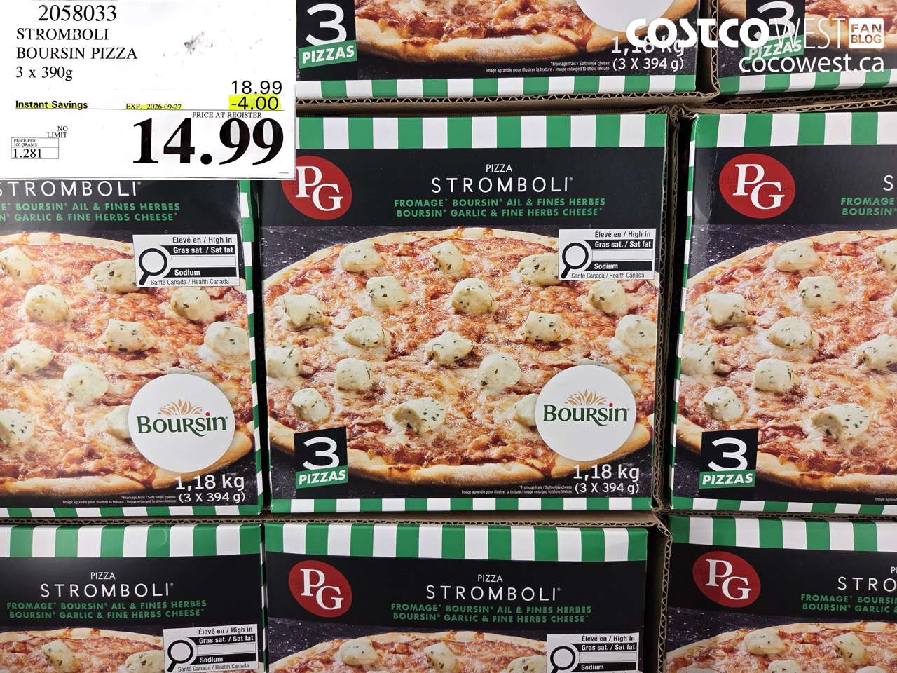 2058033 STROMBOLI BOURSIN PIZZA 3 X 390G ($4.00 INSTANT SAVINGS EXPIRES ON 2026-09-27) $14.99