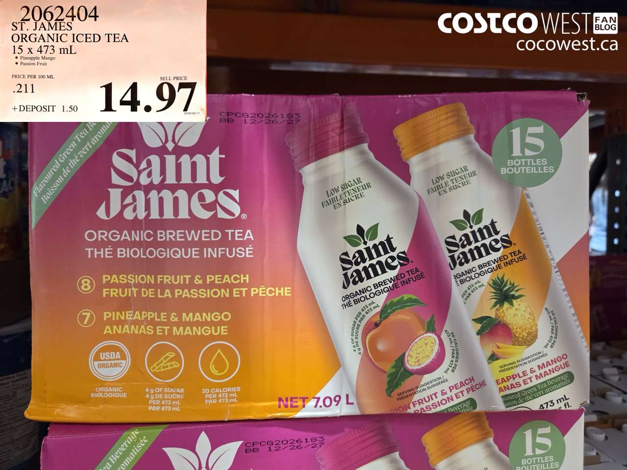 2062404 ST. JAMES ORGANIC ICED TEA 15 X 473 ML $14.97
