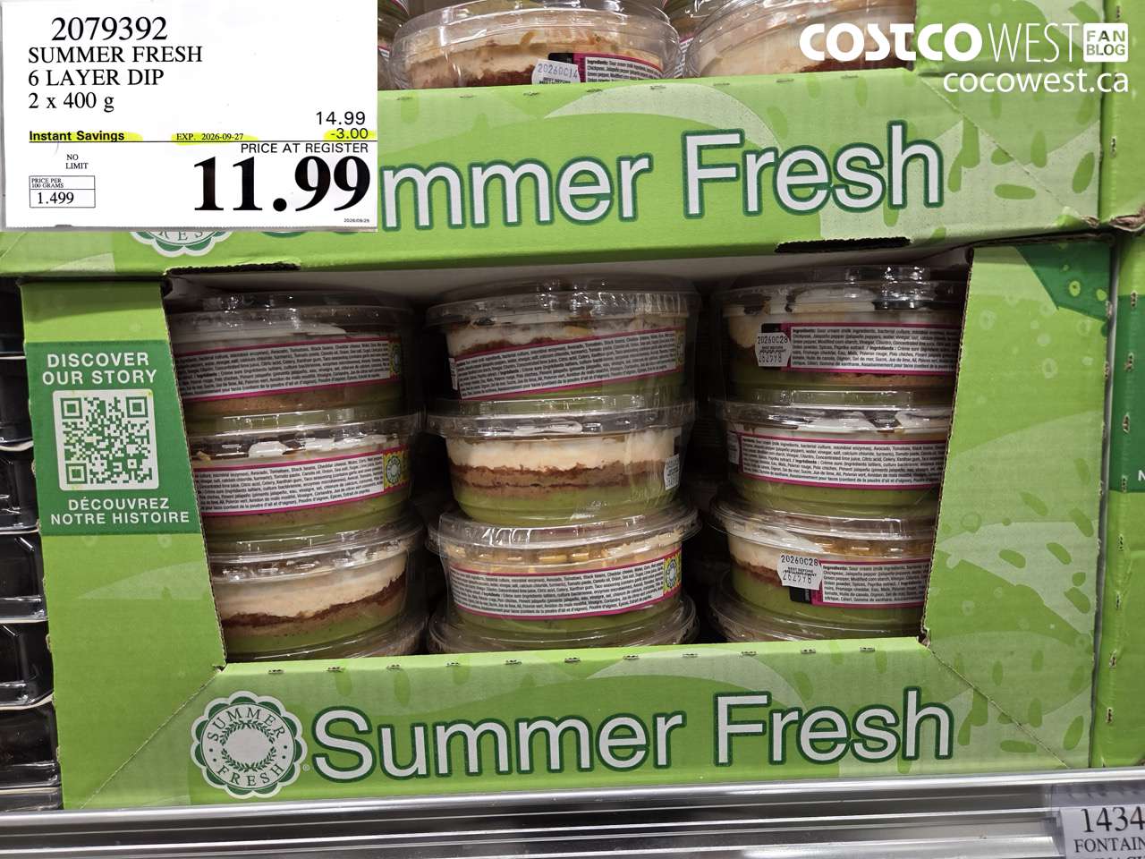 2079392 SUMMER FRESH 6 LAYER DIP 2 X 400 G ($3.00 INSTANT SAVINGS EXPIRES ON 2026-09-27) $11.99