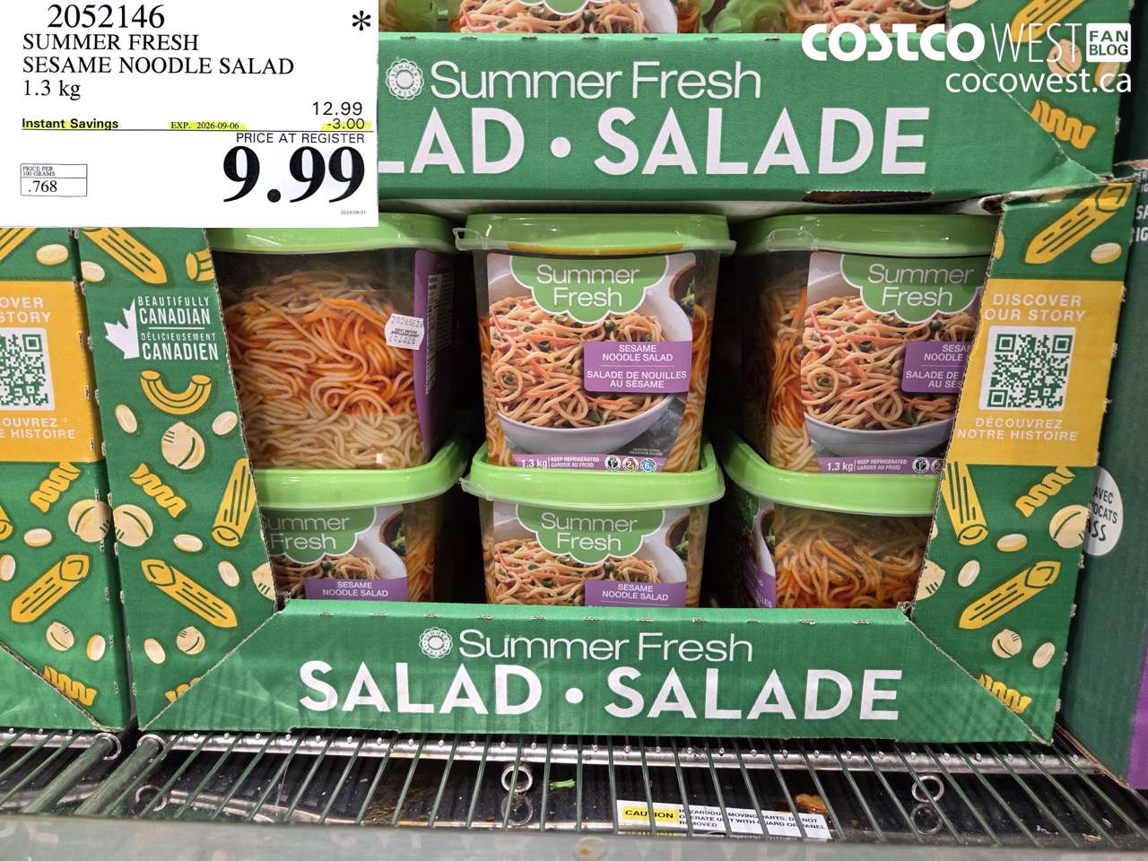 2052146 SUMMER FRESH SESAME NOODLE SALAD 1.3 KG ($3.00 INSTANT SAVINGS EXPIRES ON 2026-09-06) $9.99