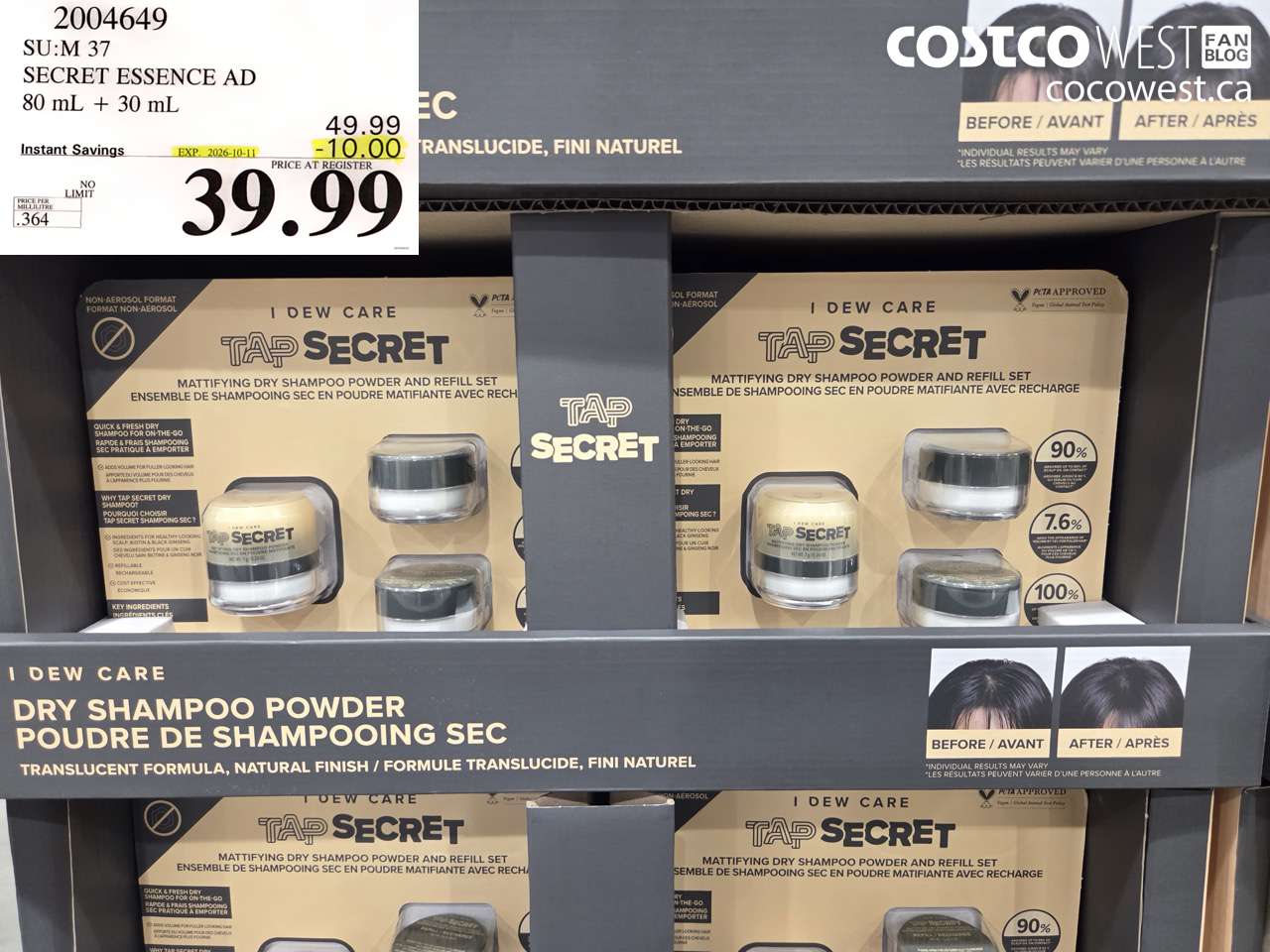 2004649 SU:M 37 SECRET ESSENCE AD 80 ML + 30 ML ($10.00 INSTANT SAVINGS EXPIRES ON 2026-10-11) $39.99