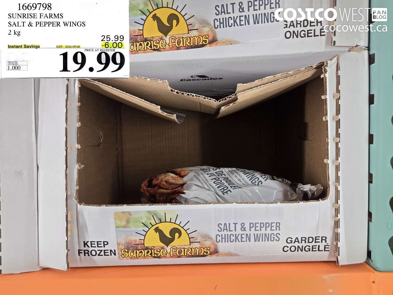 1669798 SUNRISE FARMS SALT & PEPPER WINGS 2 KG ($6.00 INSTANT SAVINGS EXPIRES ON 2026-09-06) $19.99