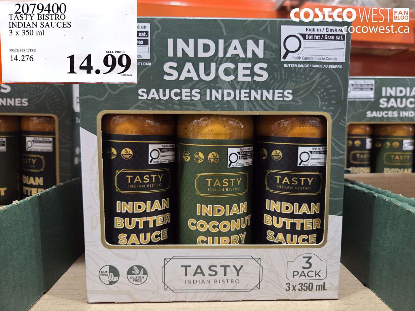 2079400 TASTY BISTRO INDIAN SAUCES 3 X 350 ML $14.99