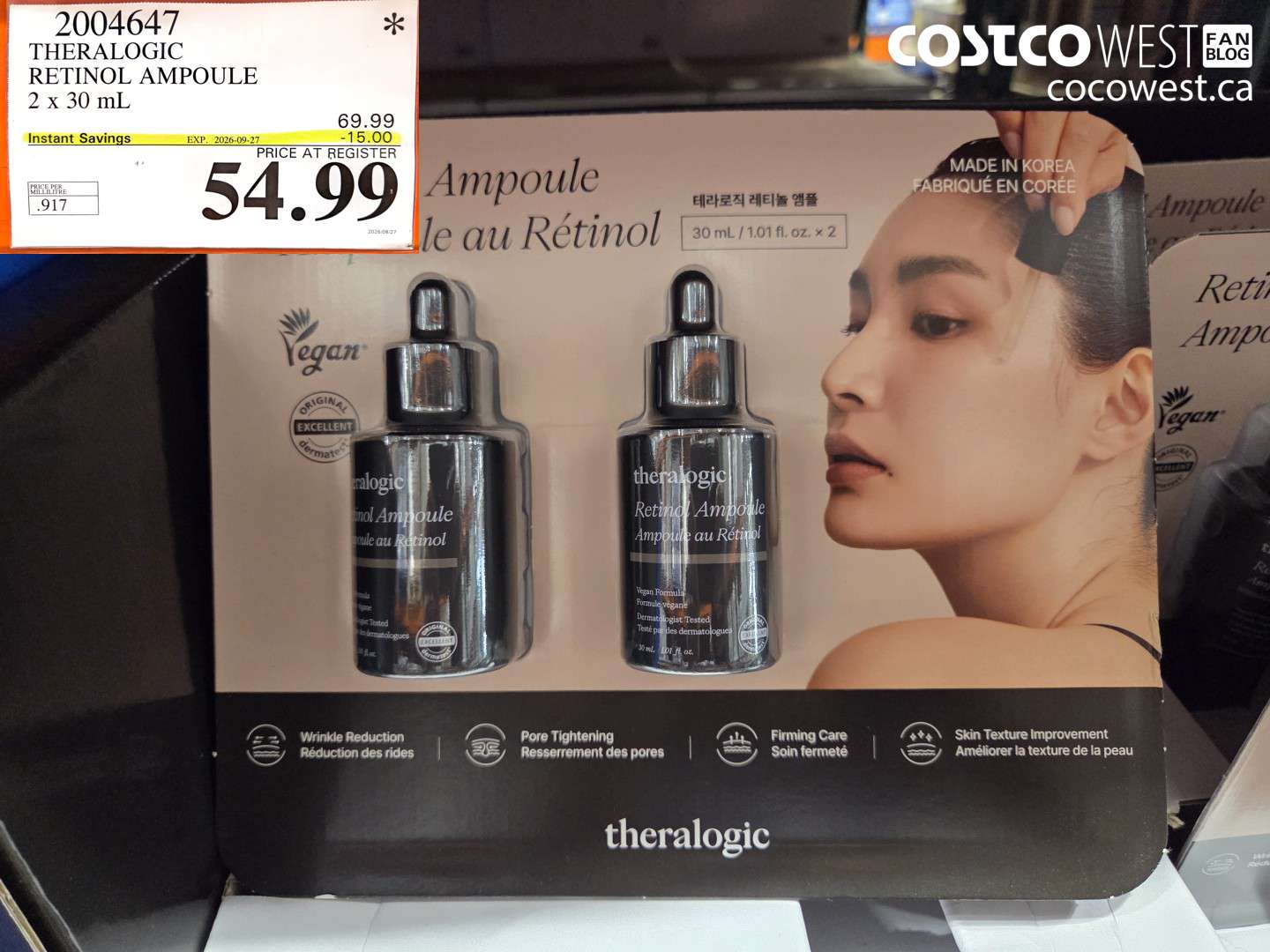 2004647 THERALOGIC RETINOL AMPOULE 2 X 30 ML ($15.00 INSTANT SAVINGS EXPIRES ON 2026-09-27) $54.99