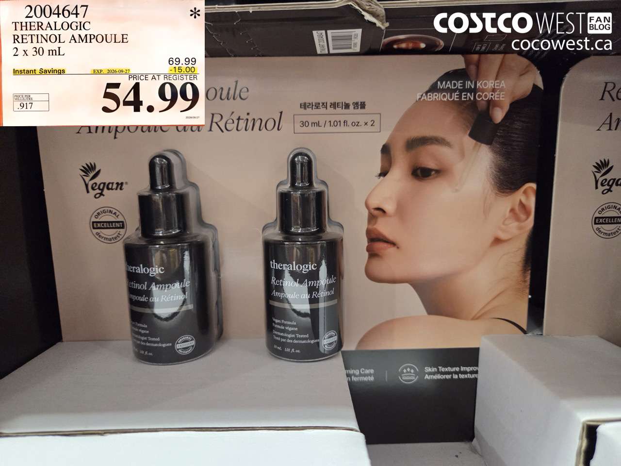 2004647 THERALOGIC RETINOL AMPOULE 2 X 30 ML ($15.00 INSTANT SAVINGS EXPIRES ON 2026-09-27) $54.99