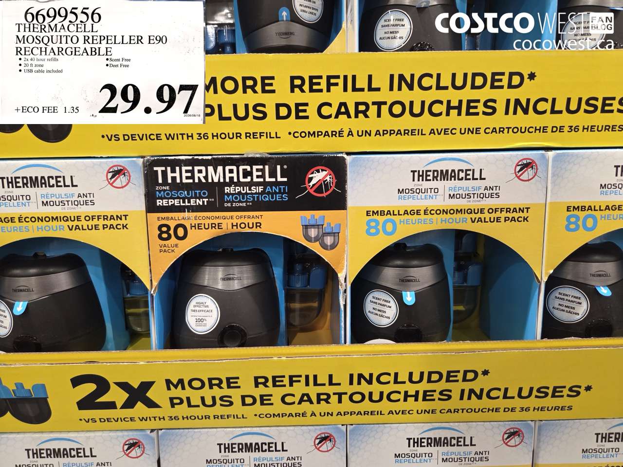 6699556 THERMACELL MOSQUITO REPELLER E90 RECHARGEABLE $29.97
