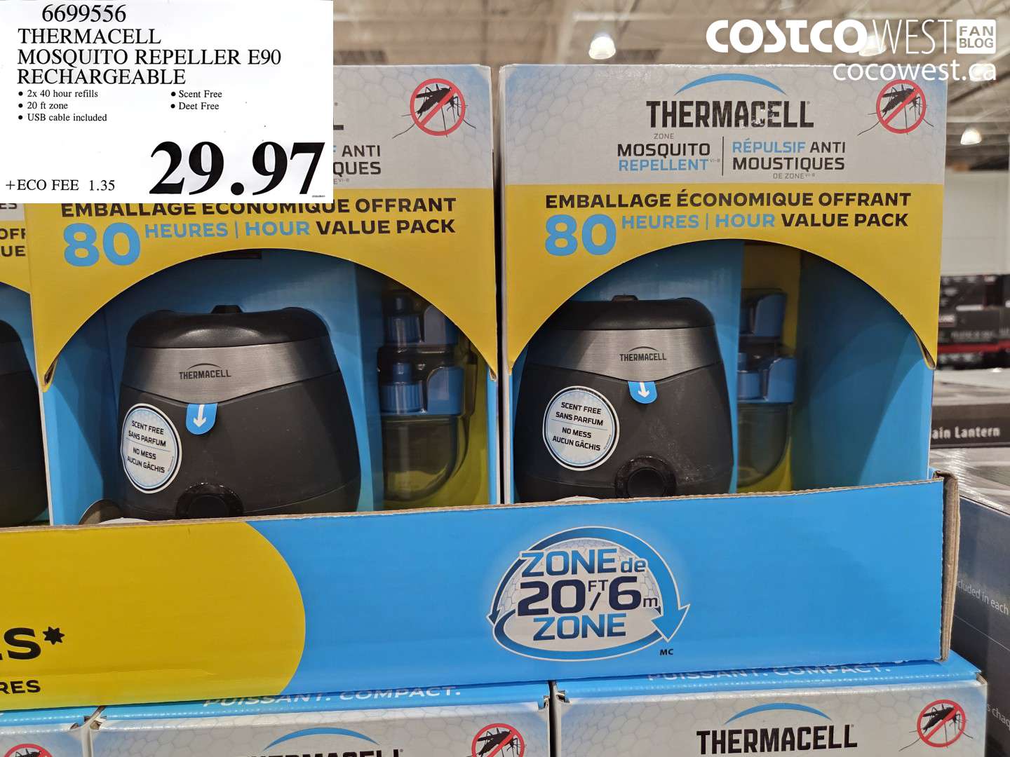 6699556 THERMACELL MOSQUITO REPELLER E90 RECHARGEABLE $29.97