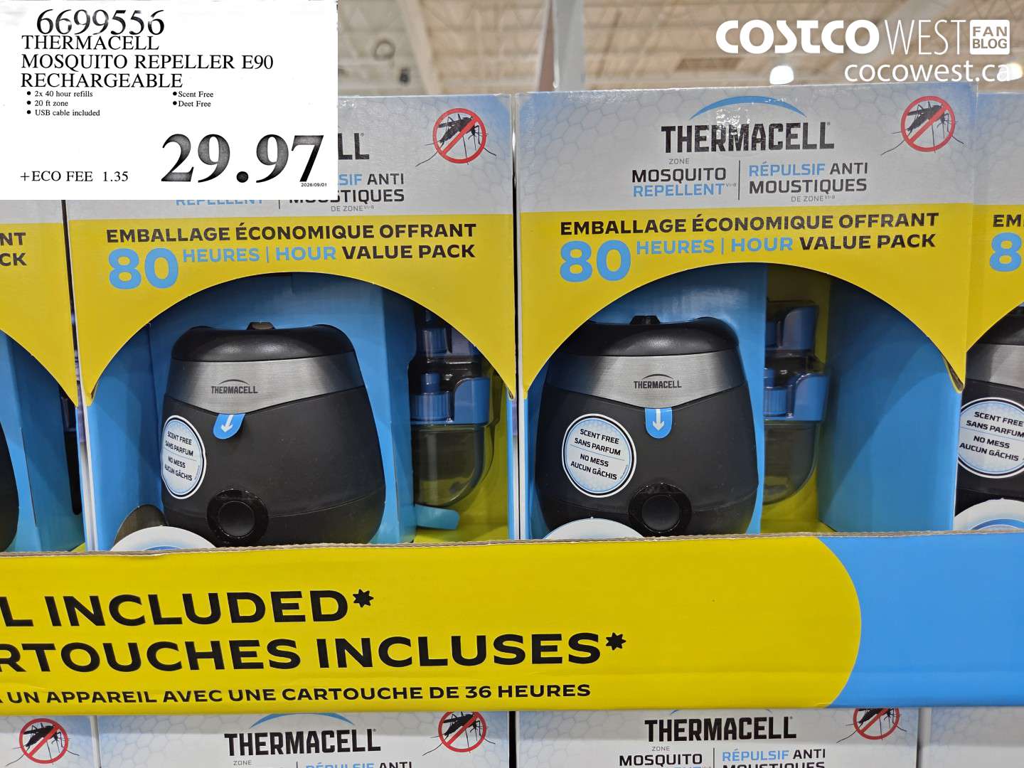 6699556 THERMACELL MOSQUITO REPELLER E90 RECHARGEABLE $29.97