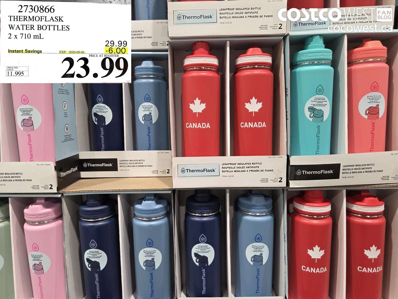 2730866 THERMOFLASK WATER BOTTLES 2 X 710 ML ($6.00 INSTANT SAVINGS EXPIRES ON 2026-09-06) $23.99