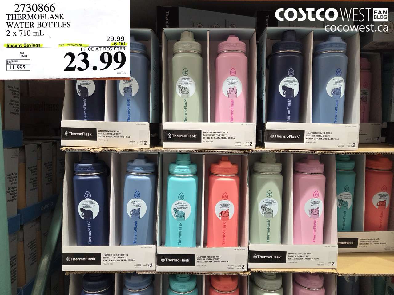 2730866 THERMOFLASK WATER BOTTLES 2 X 710 ML ($6.00 INSTANT SAVINGS EXPIRES ON 2026-09-20) $23.99