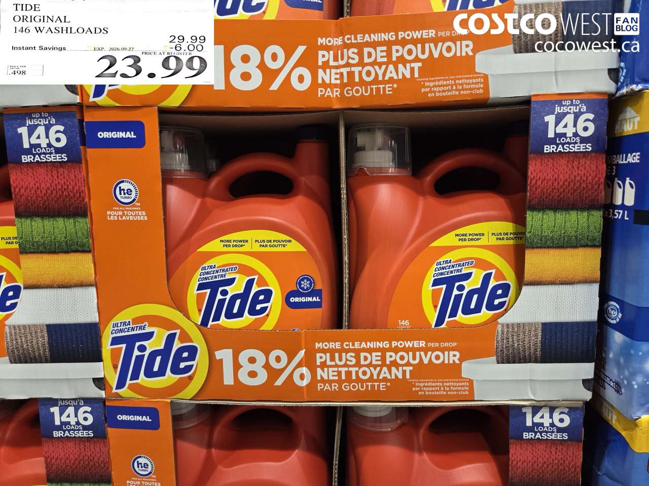 2458554 TIDE ORIGINAL 146 WASHLOADS ($6.00 INSTANT SAVINGS EXPIRES ON 2026-09-27) $23.99