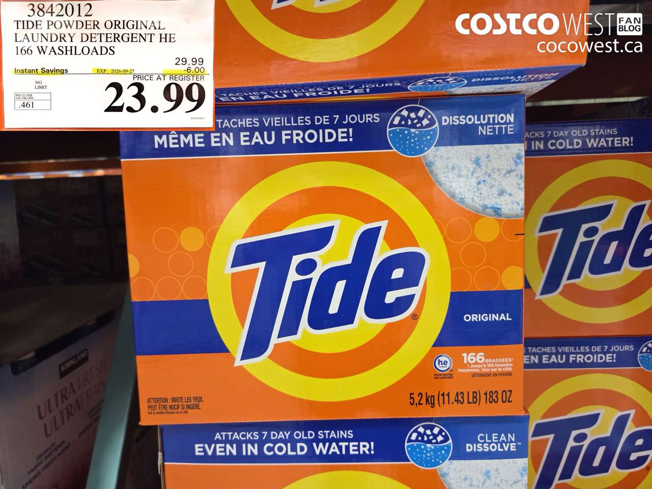 3842012 TIDE POWDER ORIGINAL LAUNDRY DETERGENT HE 166 WASHLOADS ($6.00 INSTANT SAVINGS EXPIRES ON 2026-09-27) $23.99
