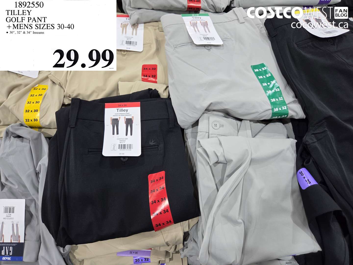 1892550 TILLEY GOLF PANT + MENS SIZES 30-40 $29.99