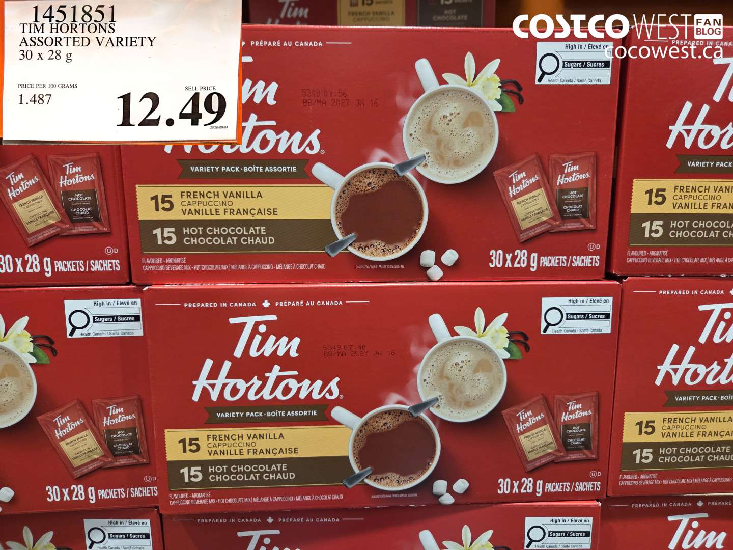 1451851 TIM HORTONS ASSORTED VARIETY 30 X 28 G $12.49
