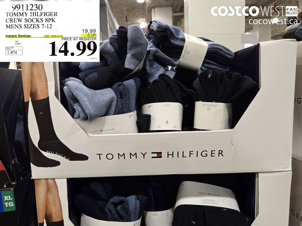 9911230 TOMMY HILFIGER CREW SOCKS 8PK MENS SIZES 7-12 ($5.00 INSTANT SAVINGS EXPIRES ON 2026-10-04) $14.99