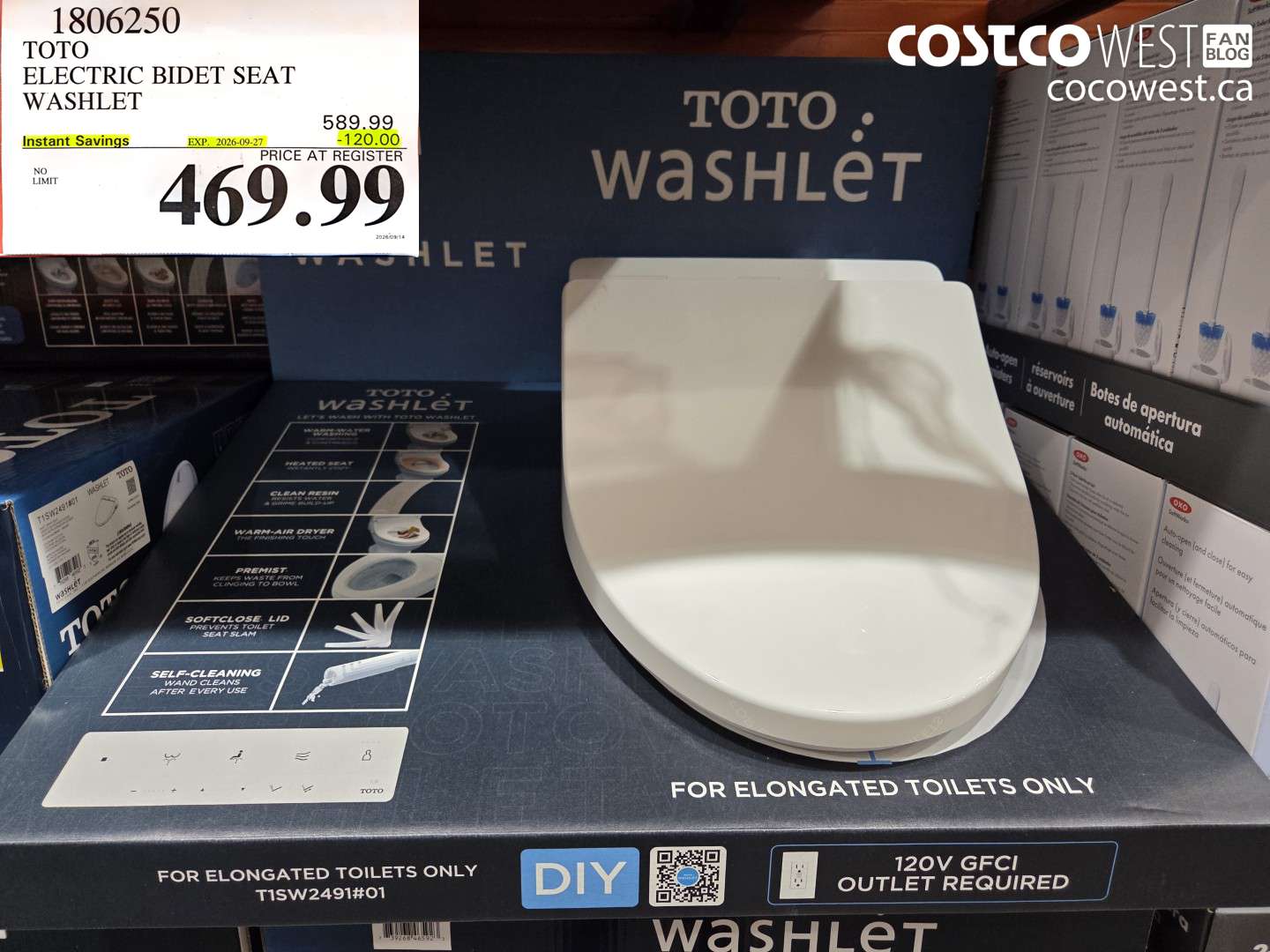1806250 TOTO ELECTRIC BIDET SEAT WASHLET ($120.00 INSTANT SAVINGS EXPIRES ON 2026-09-27) $469.99