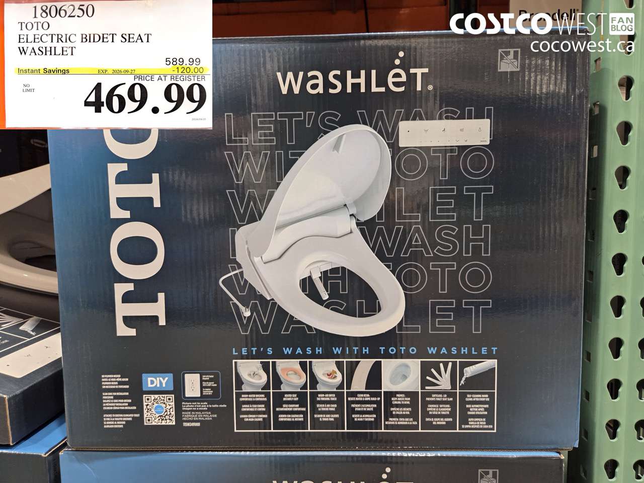 1806250 TOTO ELECTRIC BIDET SEAT WASHLET ($120.00 INSTANT SAVINGS EXPIRES ON 2026-09-27) $469.99