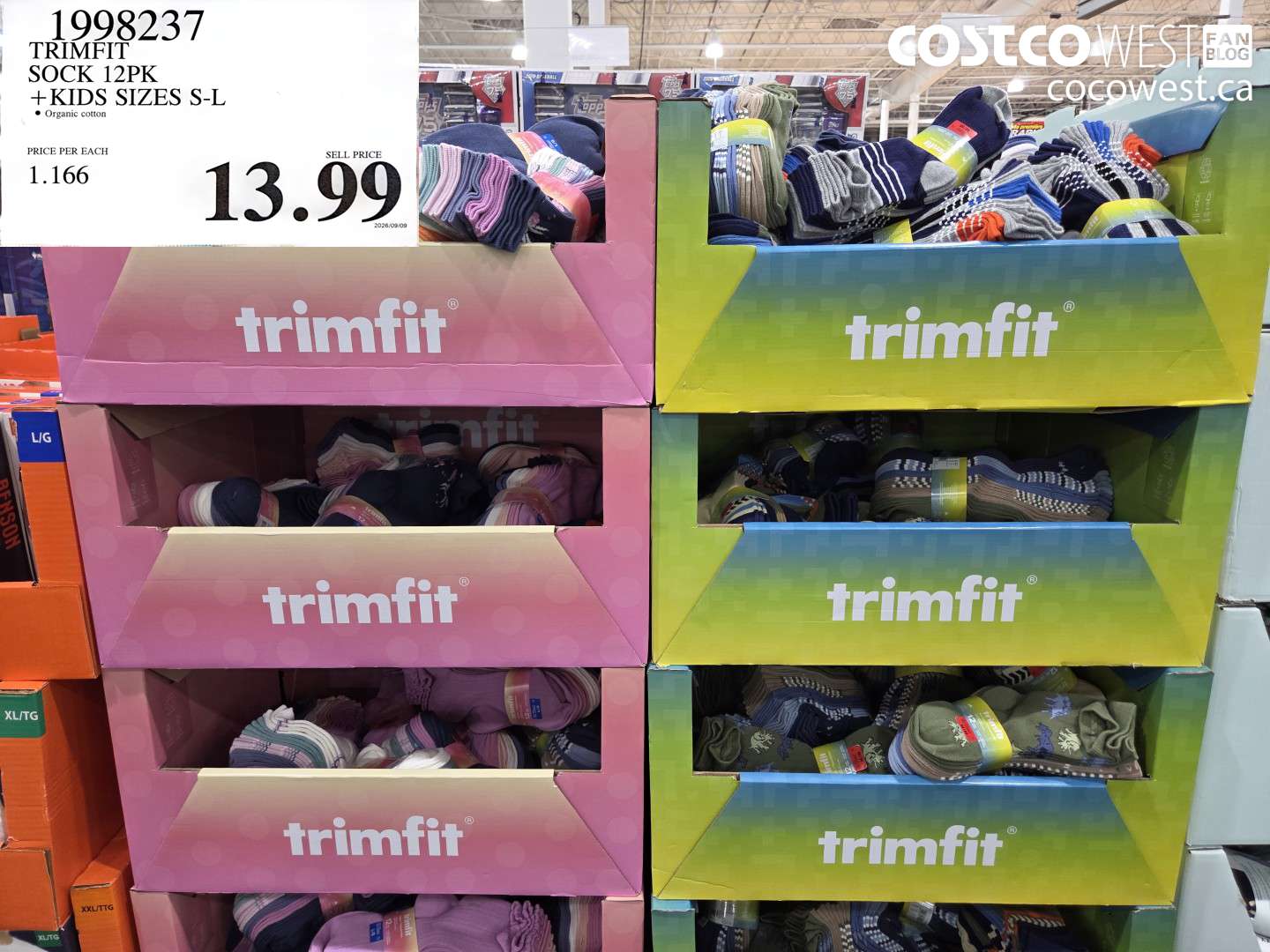 1998237 TRIMFIT SOCK 12PK KIDS SIZES S-L $13.99