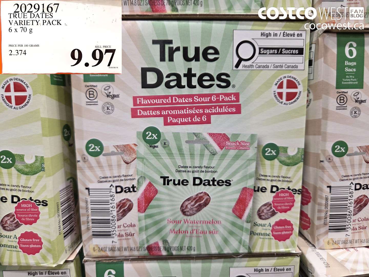 2029167 TRUE DATES VARIETY PACK 6 X 70 G $9.97