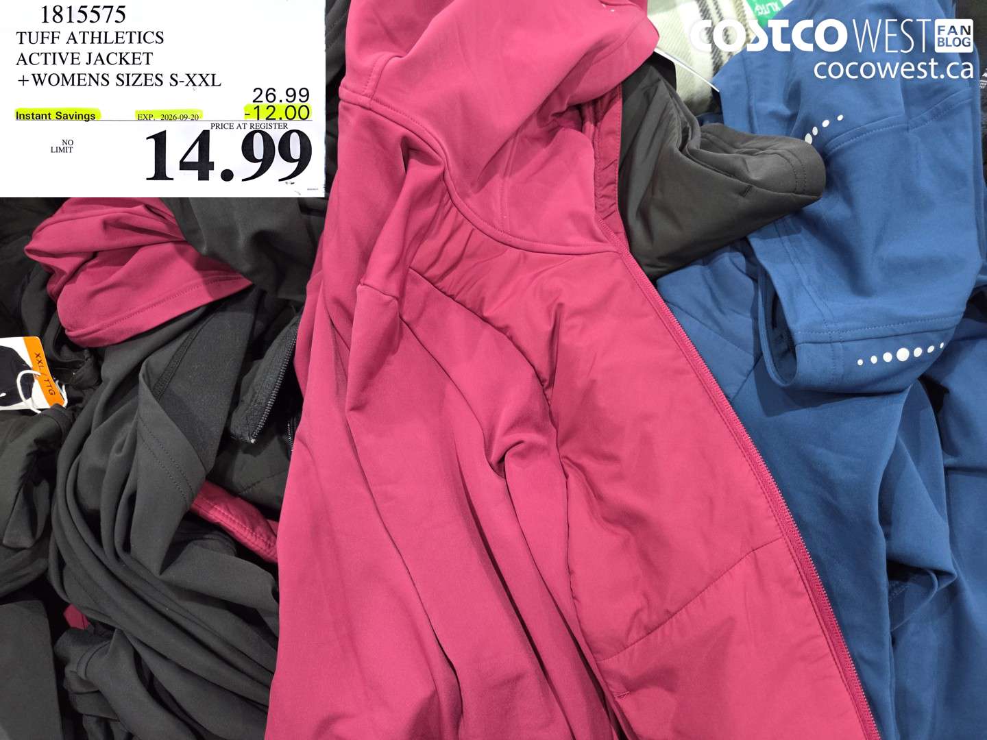 1815575 TUFF ATHLETICS ACTIVE JACKET WOMENS SIZES S-XXL ($12.00 INSTANT SAVINGS EXPIRES ON 2026-09-20) $14.99