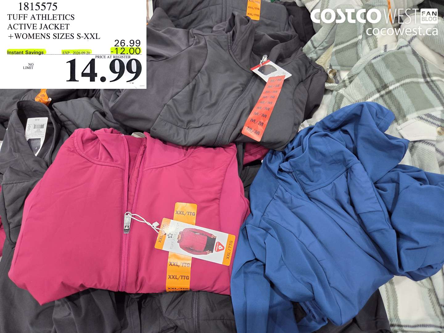 1815575 TUFF ATHLETICS ACTIVE JACKET WOMENS SIZES S-XXL ($12.00 INSTANT SAVINGS EXPIRES ON 2026-09-20) $14.99