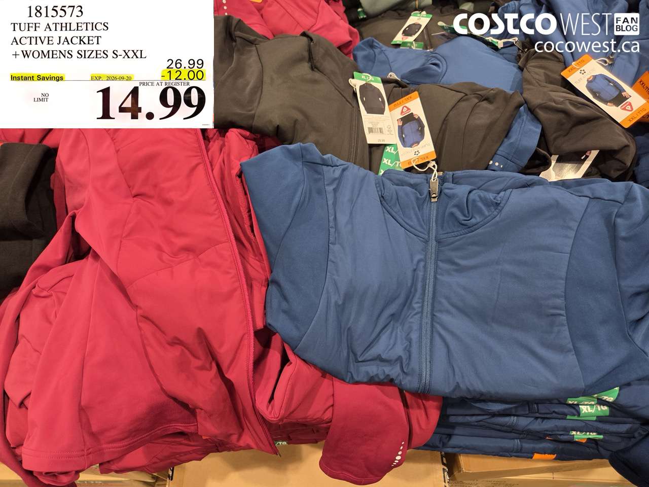 1815573 TUFF ATHLETICS ACTIVE JACKET WOMENS SIZES S-XXL ($12.00 INSTANT SAVINGS EXPIRES ON 2026-09-20) $14.99
