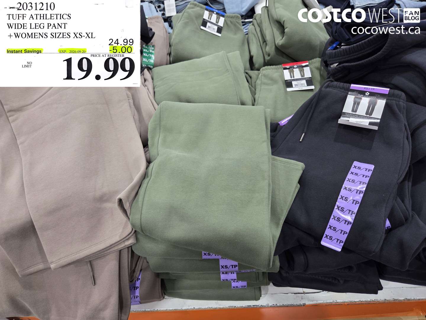 2031210 TUFF ATHLETICS WIDE LEG PANT WOMENS SIZES XS-XL ($5.00 INSTANT SAVINGS EXPIRES ON 2026-09-20) $19.99