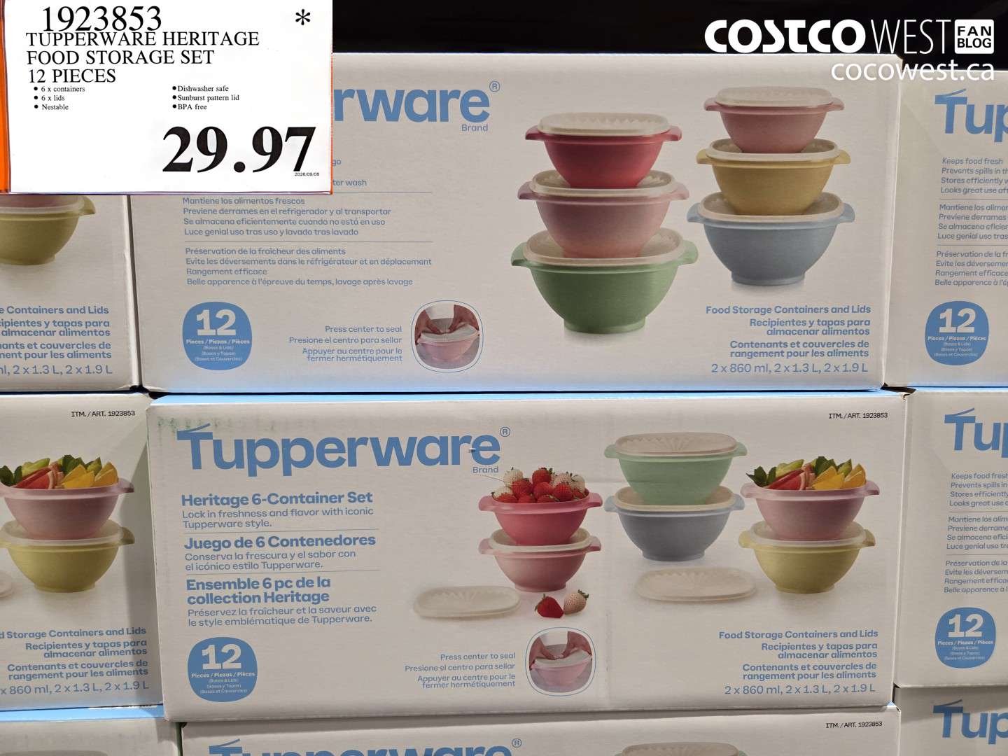 1923853 TUPPERWARE HERITAGE FOOD STORAGE SET 12 PIECES $29.97