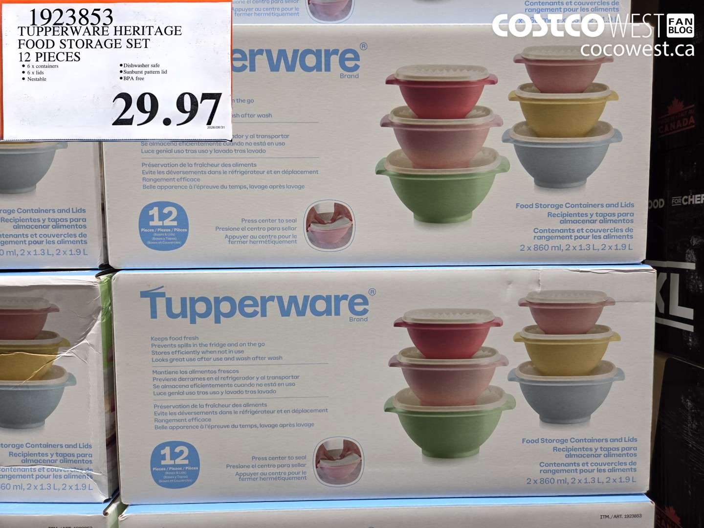 1923853 TUPPERWARE HERITAGE FOOD STORAGE SET 12 PIECES $29.97