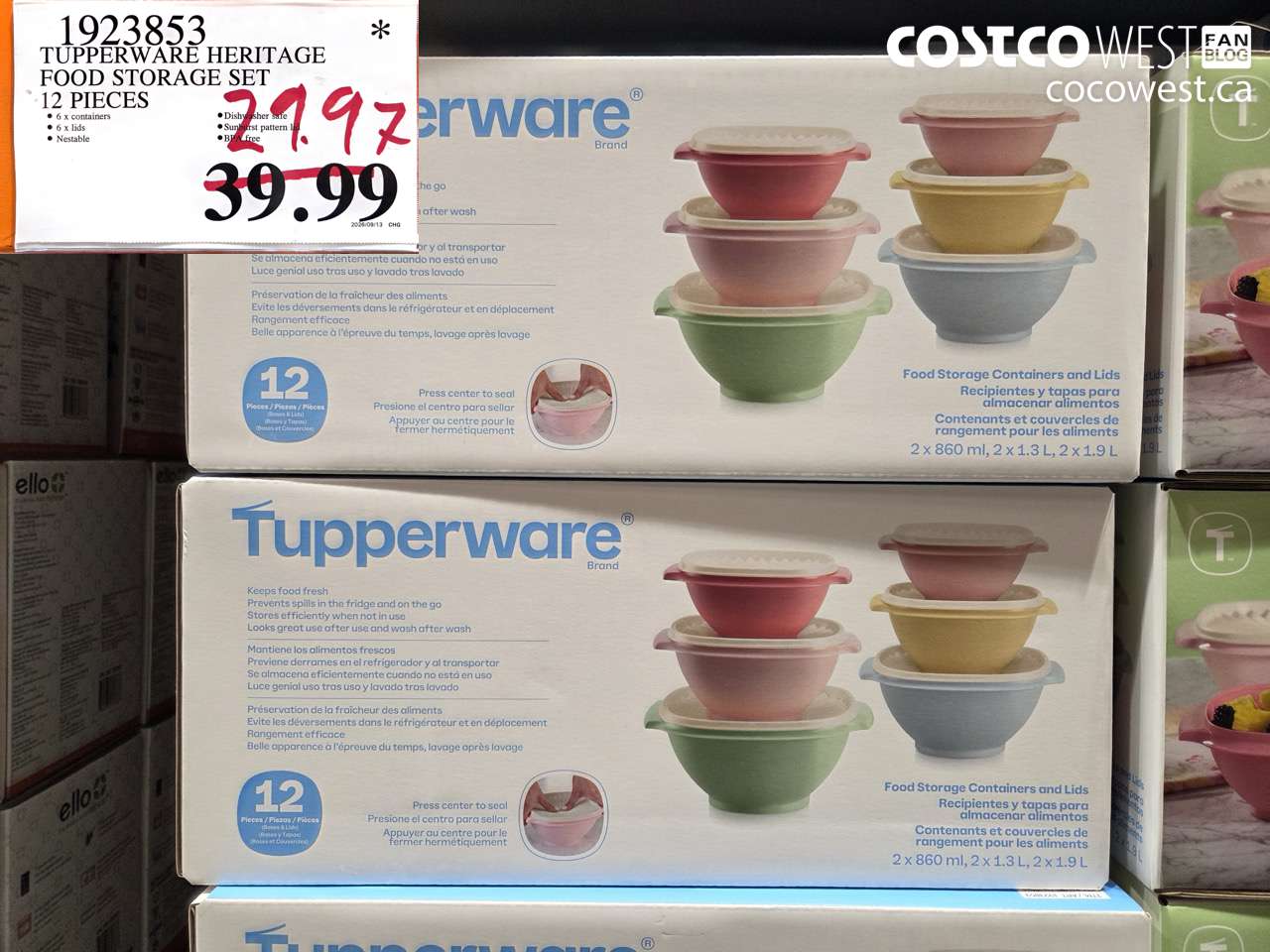 1923853 TUPPERWARE HERITAGE FOOD STORAGE SET 12 PIECES $29.97