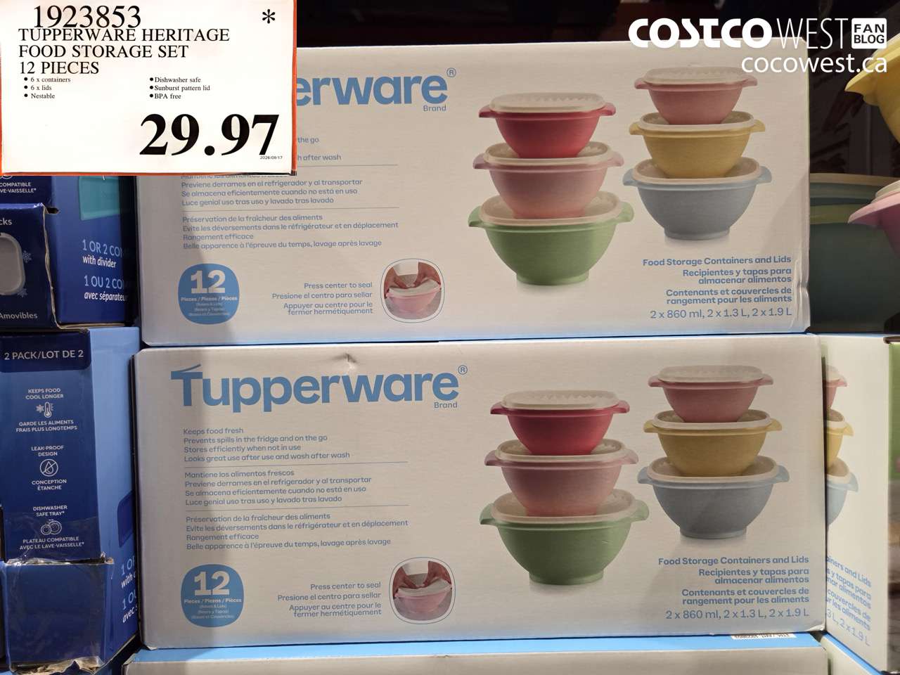 1923853 TUPPERWARE HERITAGE FOOD STORAGE SET 12 PIECES $29.97