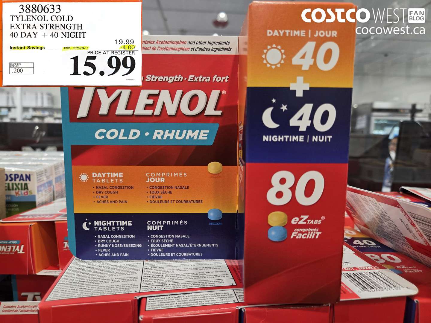 3880633 TYLENOL COLD EXTRA STRENGTH 40 DAY + 40 NIGHT ($4.00 INSTANT SAVINGS EXPIRES ON 2026-09-13) $15.99