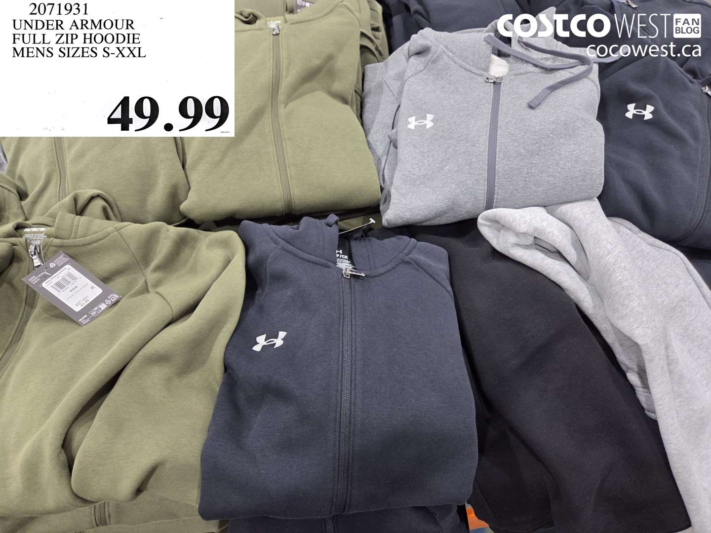 2071931 UNDER ARMOUR FULL ZIP HOODIE MENS SIZES S-XXL $49.99