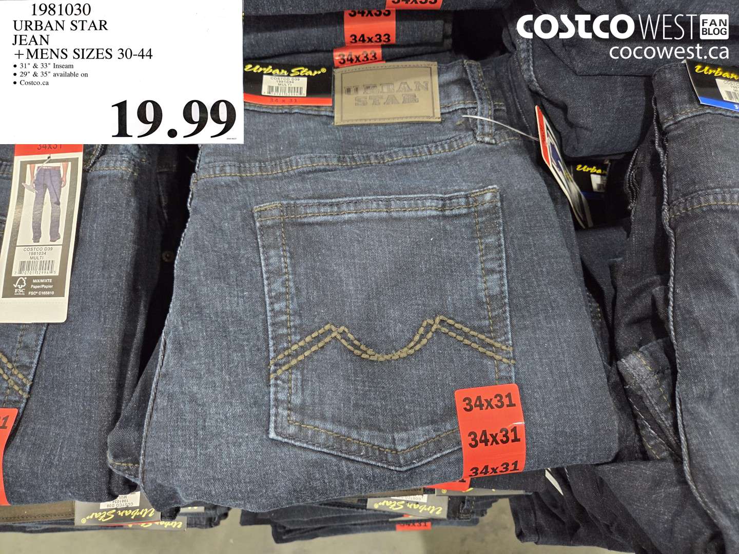 1981030 URBAN STAR JEAN MENS SIZES 30-44 $19.99