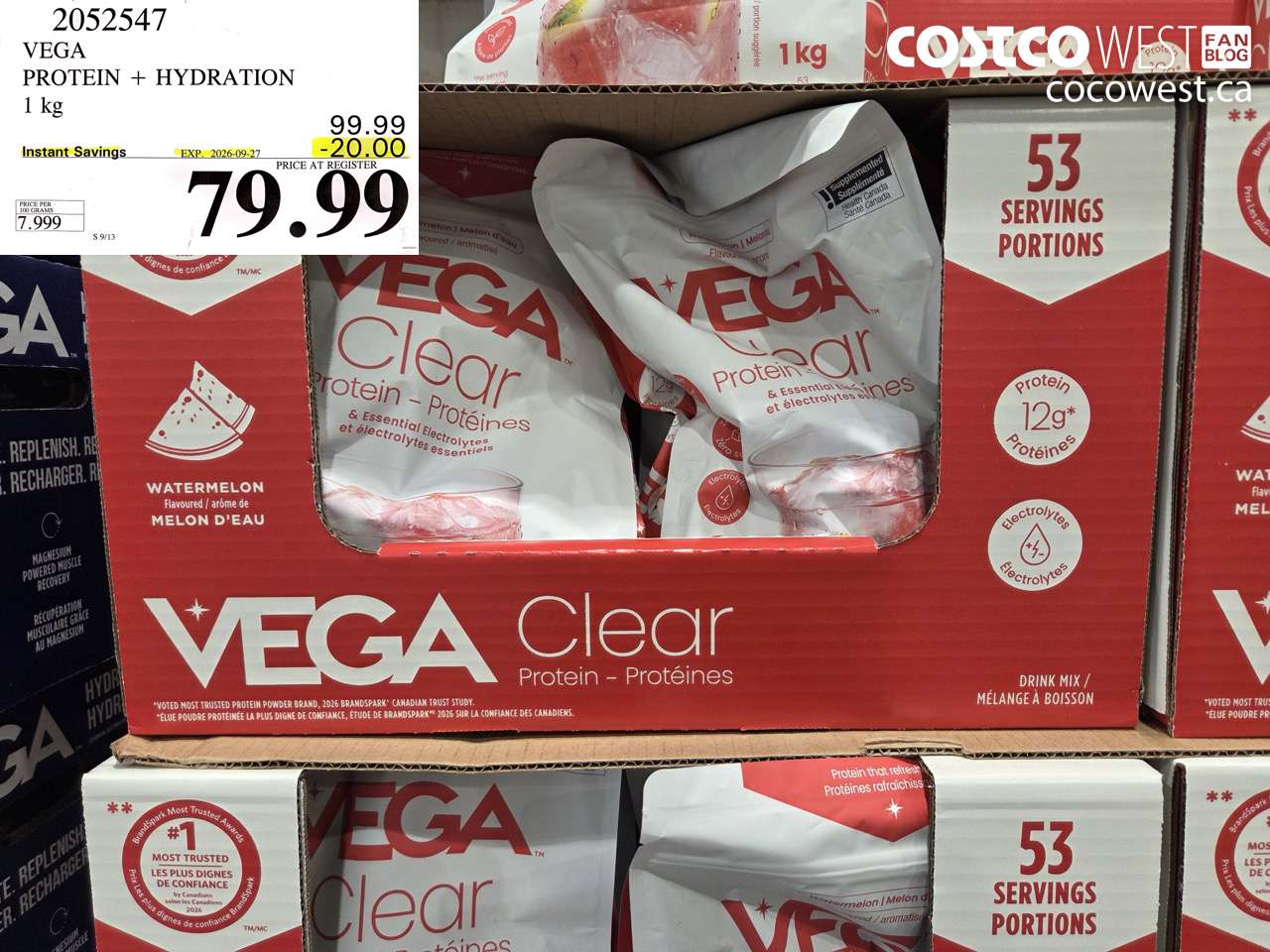 2052547 VEGA PROTEIN + HYDRATION 1 KG ($20.00 INSTANT SAVINGS EXPIRES ON 2026-09-27) $79.99