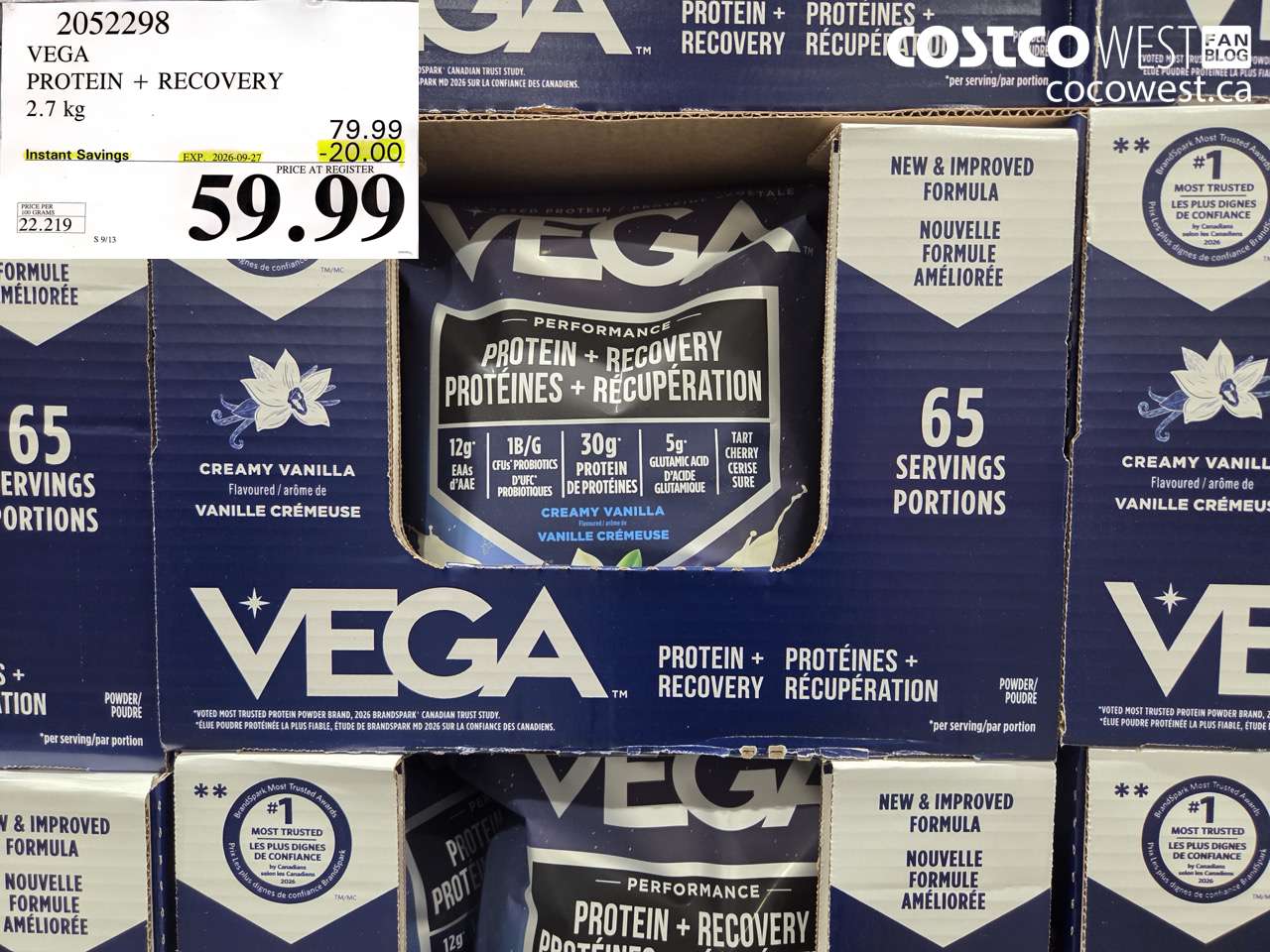 2052298 VEGA PROTEIN + RECOVERY 2.7 KG ($20.00 INSTANT SAVINGS EXPIRES ON 2026-09-27) $59.99