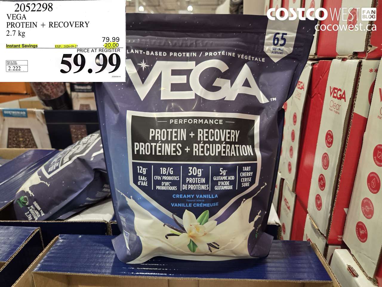 2052298 VEGA PROTEIN + RECOVERY 2.7 KG ($20.00 INSTANT SAVINGS EXPIRES ON 2026-09-27) $59.99