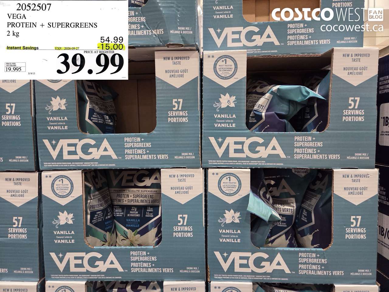 2052507 VEGA PROTEIN + SUPERGREENS 2 KG ($15.00 INSTANT SAVINGS EXPIRES ON 2026-09-27) $39.99