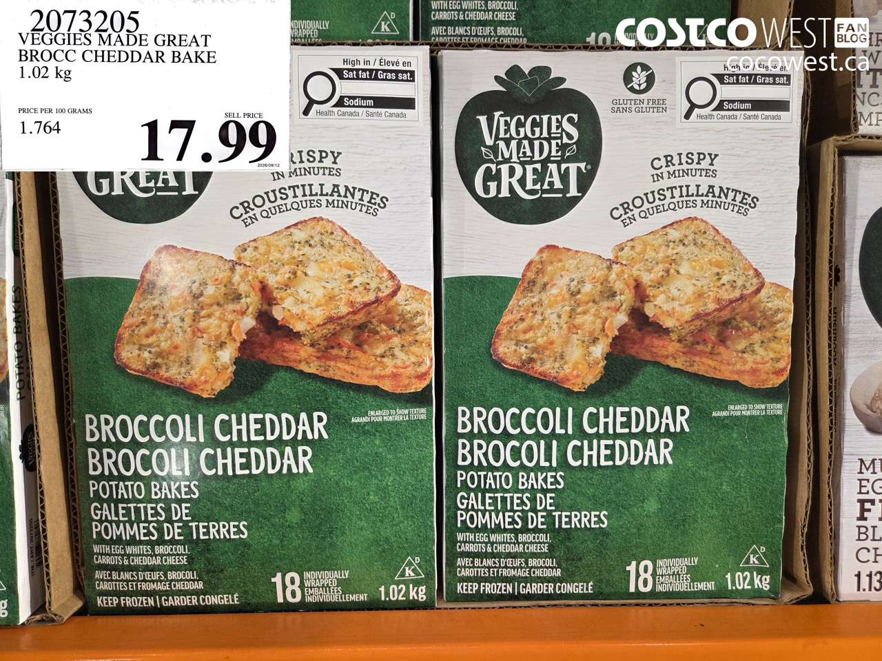 2073205 VEGGIES MADE GREAT BROCC CHEDDAR BAKE 1.02 KG $17.99