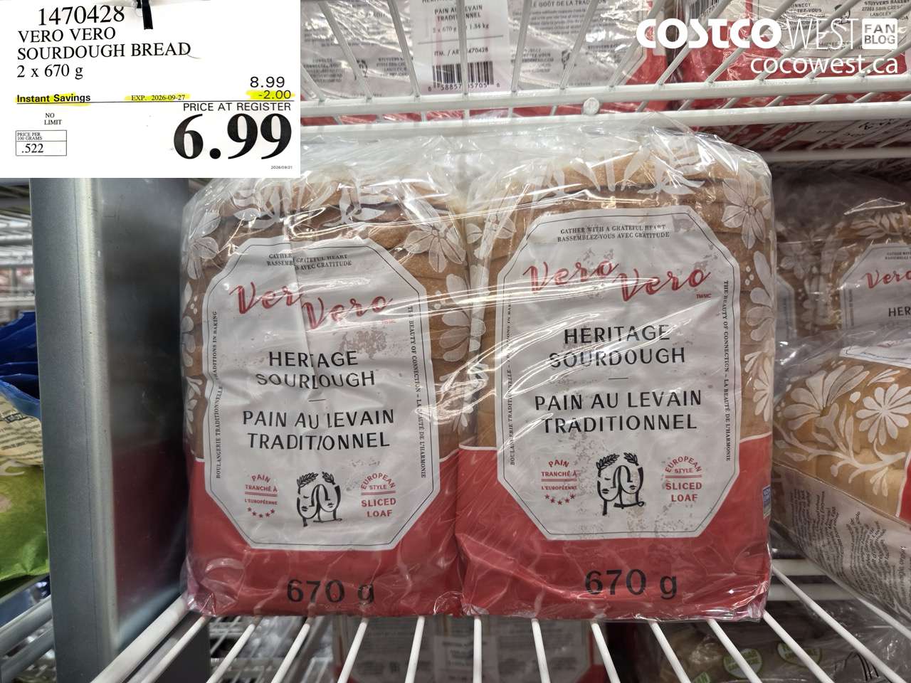 1470428 VERO VERO SOURDOUGH BREAD 2 X 670 G ($2.00 INSTANT SAVINGS EXPIRES ON 2026-09-27) $6.99