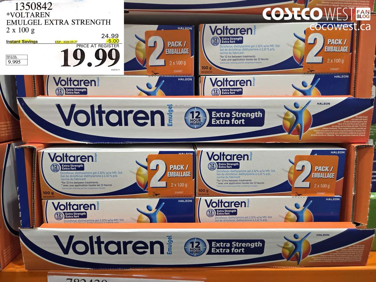1350842 VOLTAREN EMULGEL EXTRA STRENGTH 2 X 100 G ($5.00 INSTANT SAVINGS EXPIRES ON 2026-09-27) $19.99