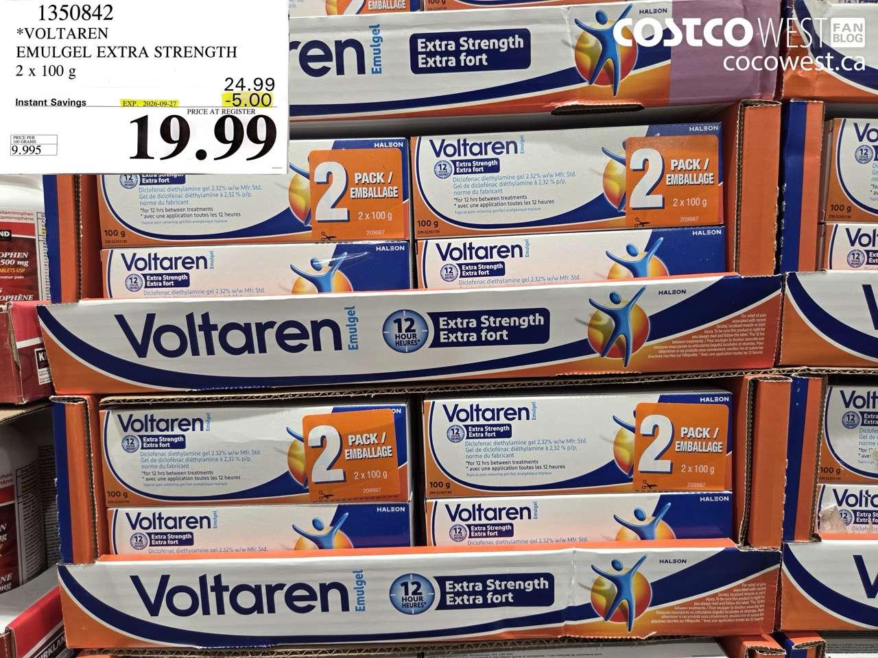 1350842 VOLTAREN EMULGEL EXTRA STRENGTH 2 X 100 G ($5.00 INSTANT SAVINGS EXPIRES ON 2026-09-27) $19.99