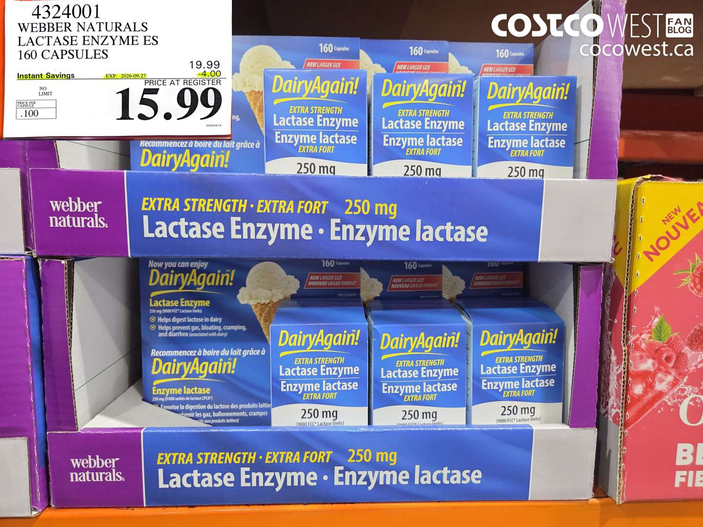 WEBBER NATURALS LACTASE ENZYME ES 160 CAPSULES