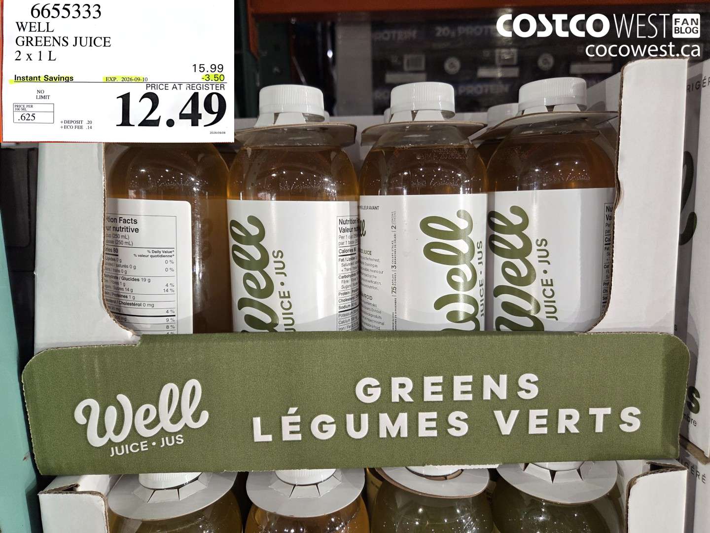 6655333 WELL GREENS JUICE 2 X 1 L ($3.50 INSTANT SAVINGS EXPIRES ON 2026-09-10) $12.49