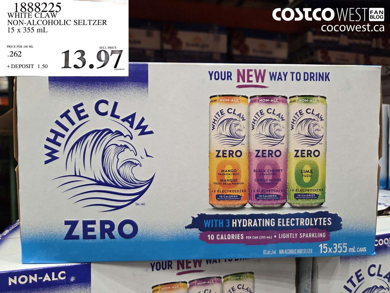 1888225 WHITE CLAW NON-ALCOHOLIC SELTZER 15 X 355 ML $13.97