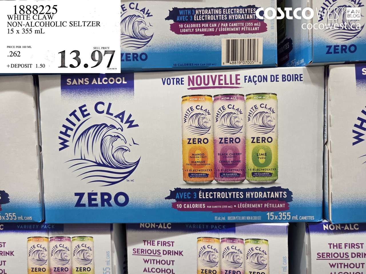 1888225 WHITE CLAW NON-ALCOHOLIC SELTZER 15 X 355 ML $13.97